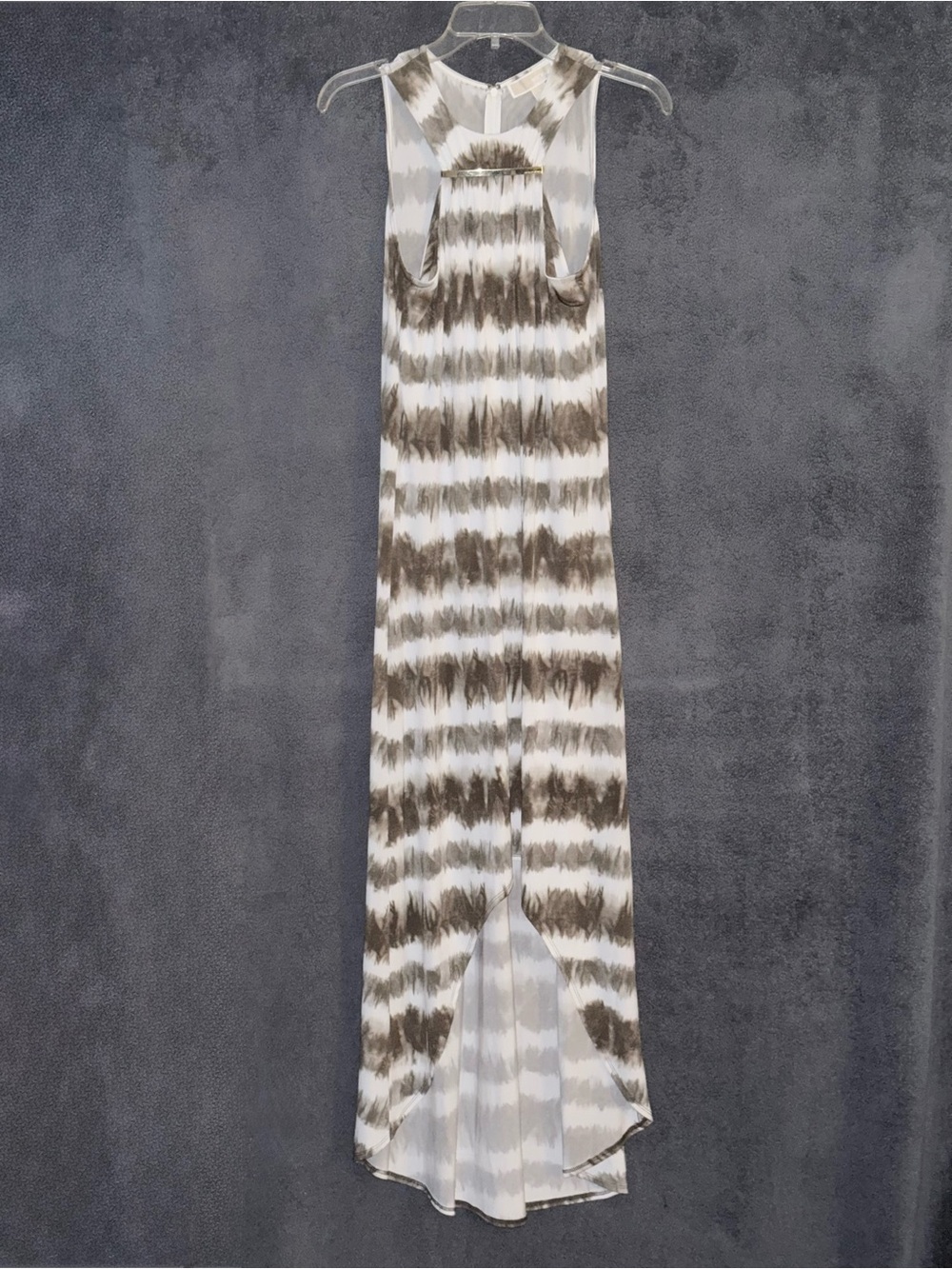 MICHAEL Michael Kors Brown and White High-Low Sleeveless Maxi Dress Size Small